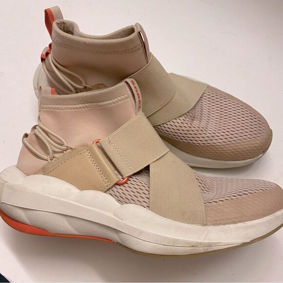 SOREL Kinetic tan beige slip on adjustable hightop sneaker shoe Explorer Defy 9 - Picture 3 of 10